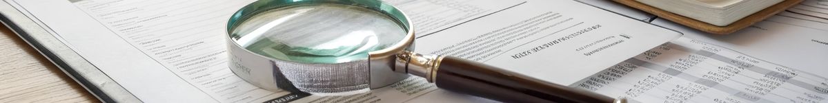 Grudko1 Magnifying glass examining financial documents on a clipboard, representing forensic investigations, litigation support, and document analysis services in South Africa.